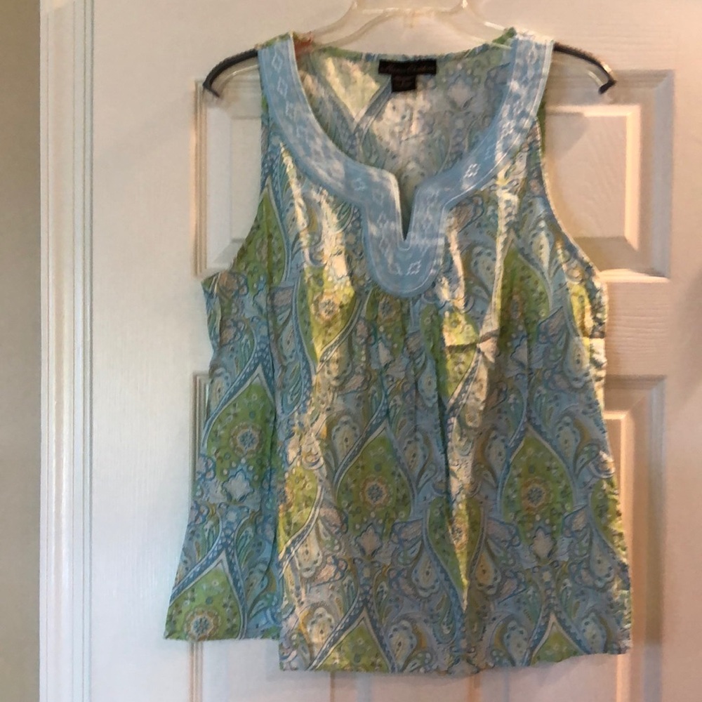 Cute tunic style top, colors aqua, turquoise, lime
